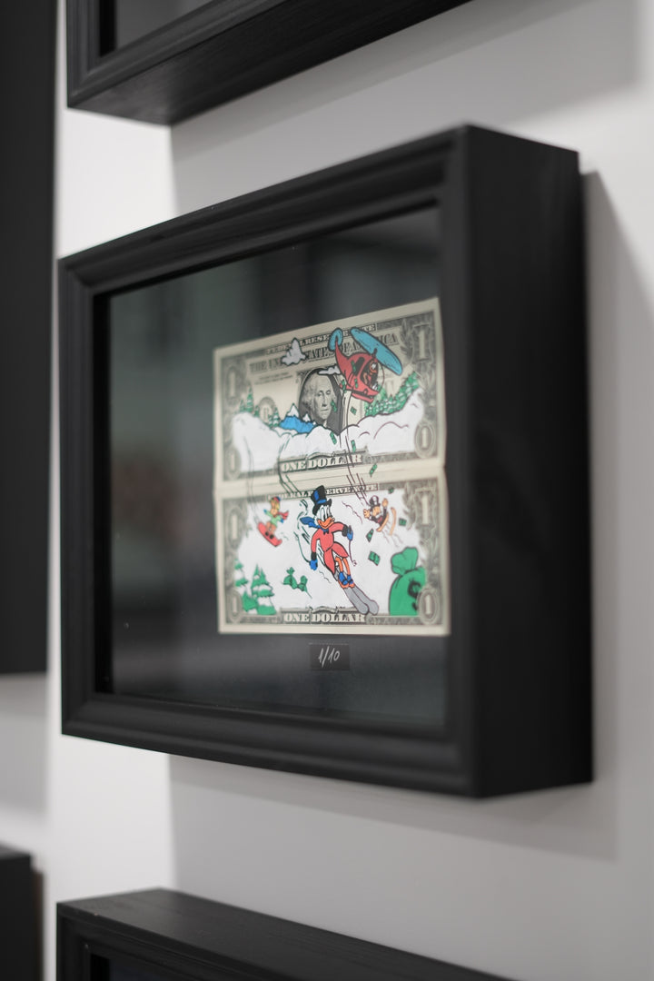 Limited Edition "Scrooge Skiing" Double Dollar Bills