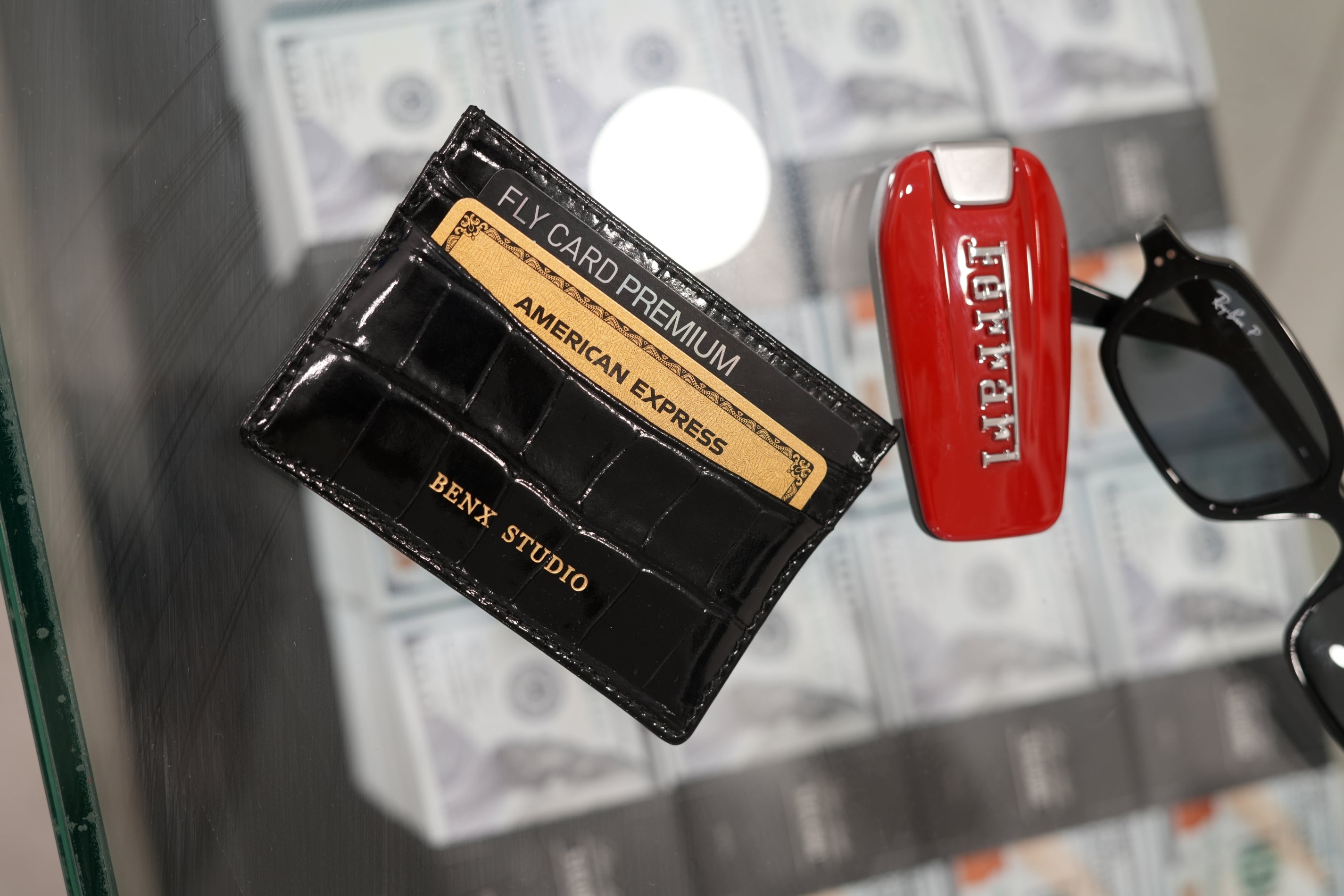 Crocodile-Embossed Leather Cardholder