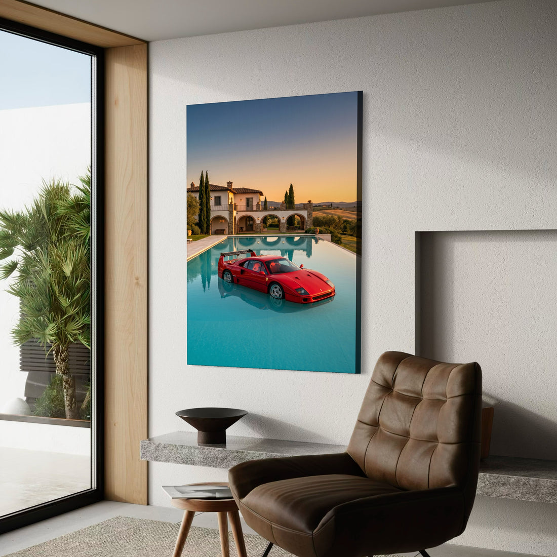 Ferrari On Water Canvas