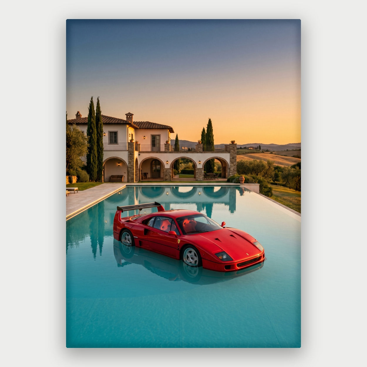 Ferrari On Water Canvas